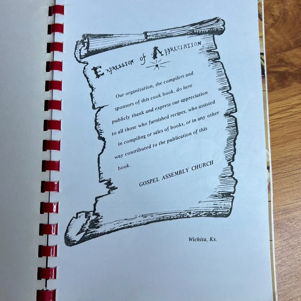 Gospel Assembly Church Cookbook 1978 Wichita Kansas Vintage Spiral Bound